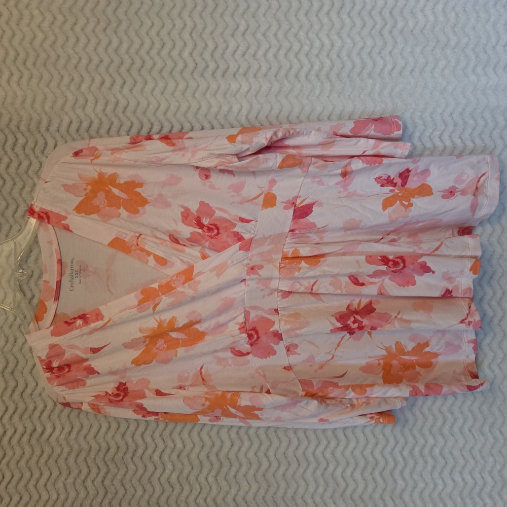 Croft & Barrow Pink and Orange Floral Blouse